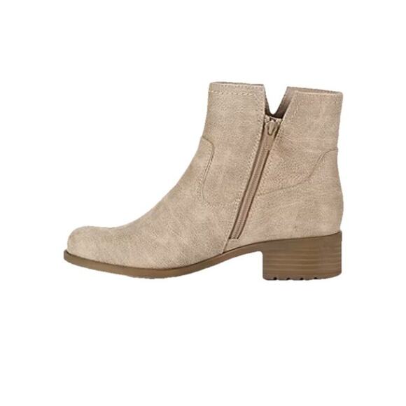 Frye and Co. Womens Estreley Stacked Heel Booties Size 8.5 Sand Tan Suede Like - Picture 4 of 11
